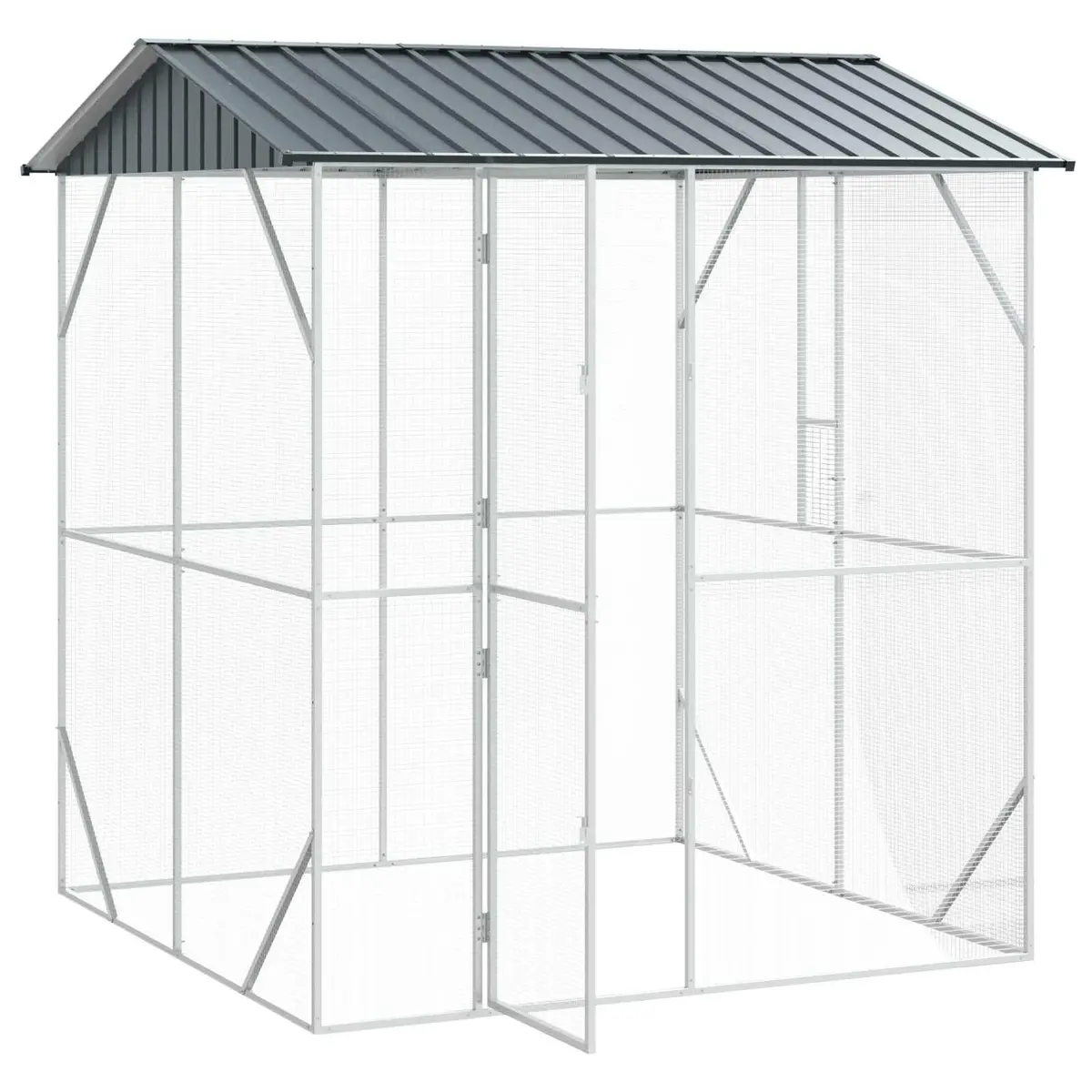 Outdoor Bird Cage Galvanised Steel Anthracite Rectangular 215 x 208 x 247 cm
