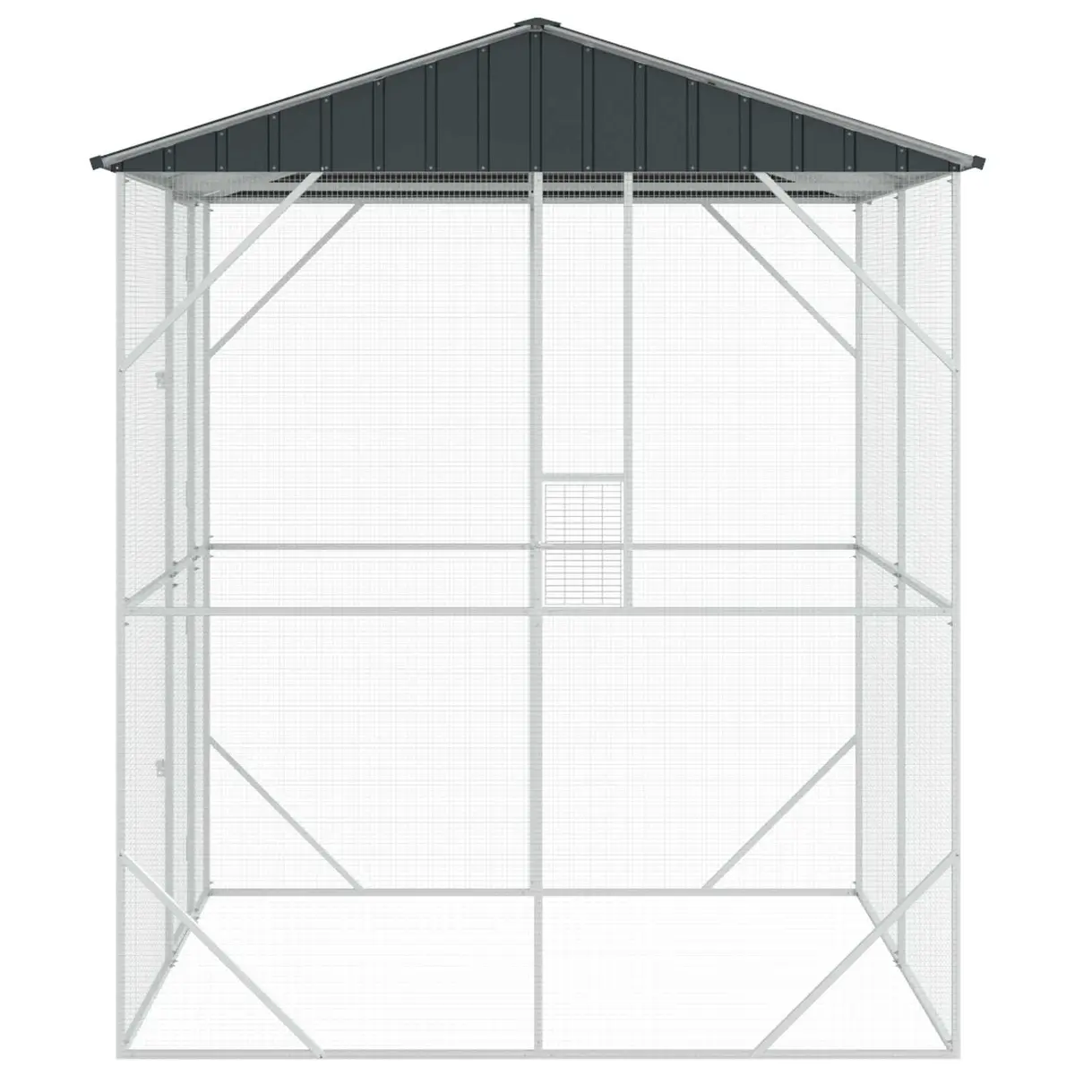 Outdoor Bird Cage Galvanised Steel Anthracite Rectangular 215 x 208 x 247 cm