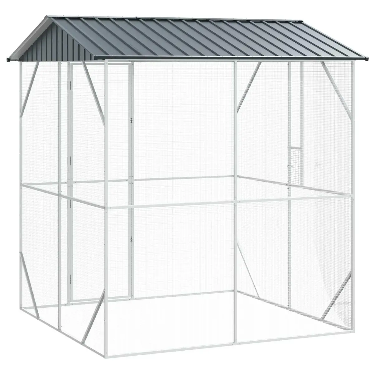Outdoor Bird Cage Galvanised Steel Anthracite Rectangular 215 x 208 x 247 cm