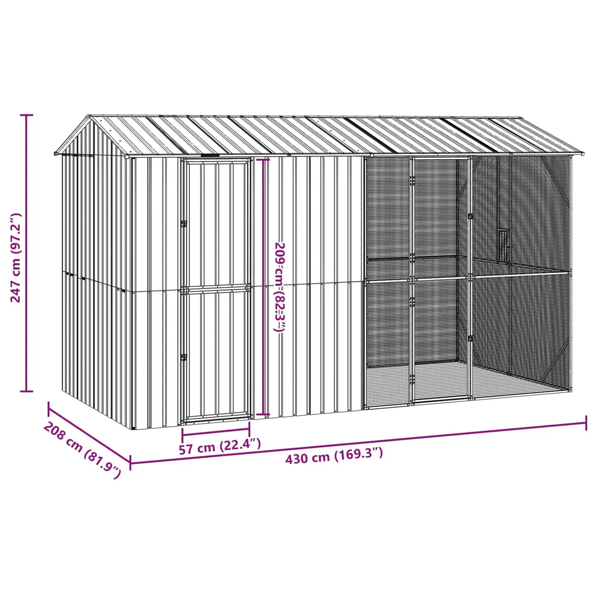 Outdoor Bird Cage Galvanised Steel Anthracite Large