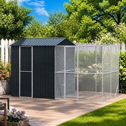Outdoor Bird Cage Anthracite Rectangular Large Galvanised Steel Garden Aviary