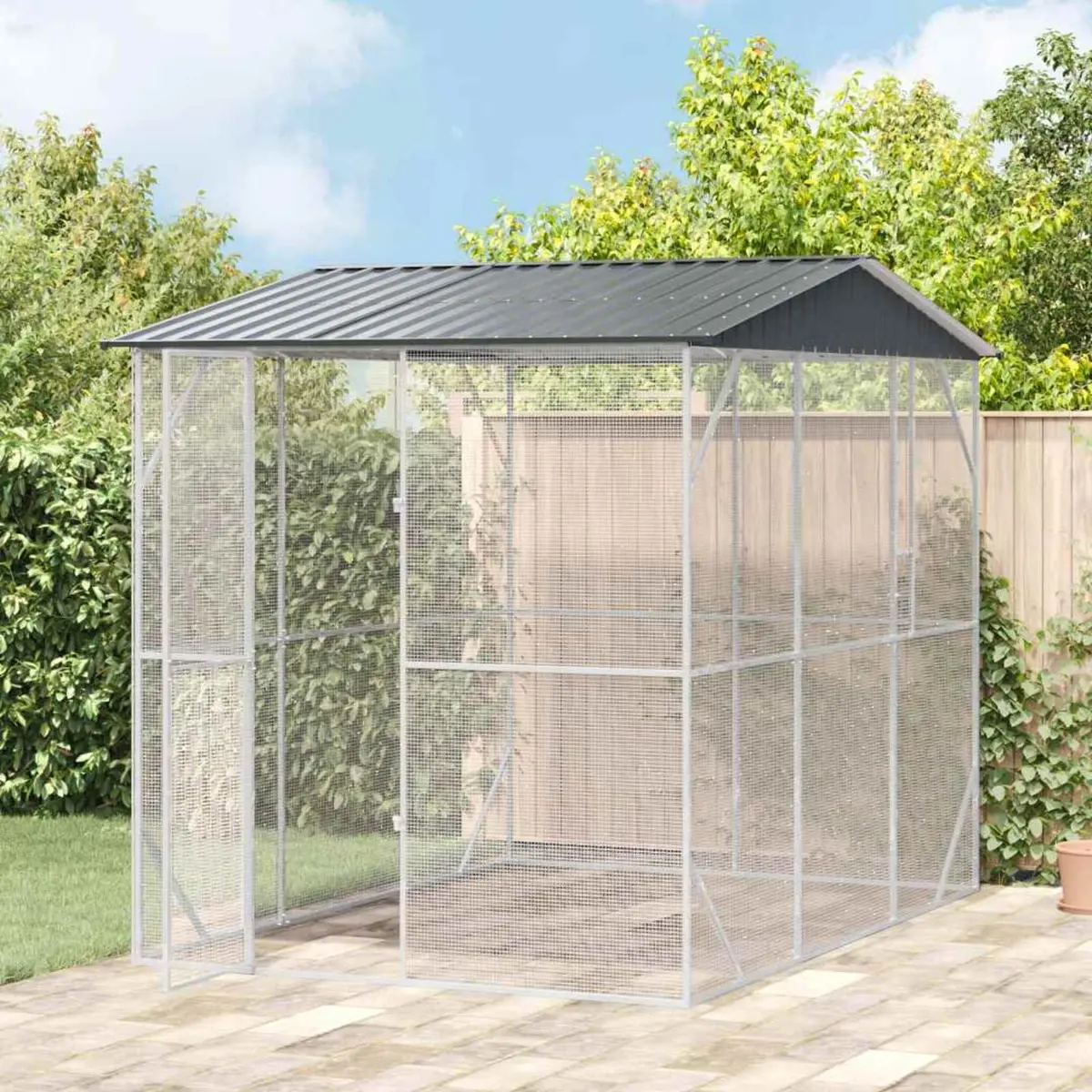 Bird Cage Galvanised Steel Anthracite Large Outdoor Aviary Enclosure