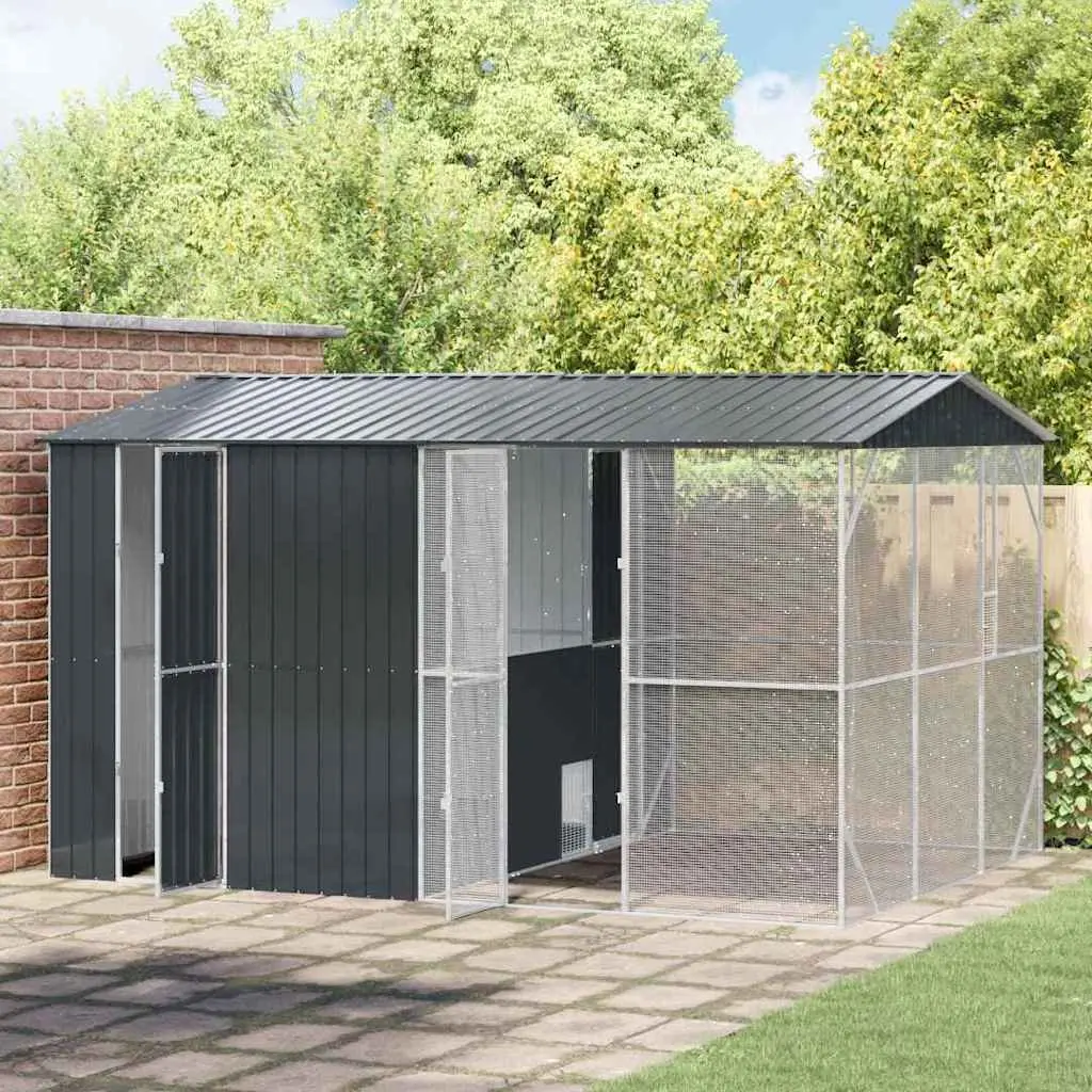 Bird Cage Outdoor Aviary Galvanised Steel Anthracite Large Spacious