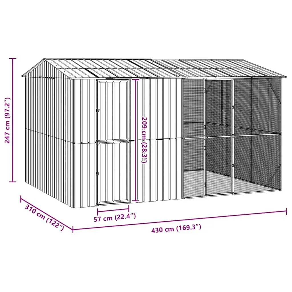 Bird Cage Outdoor Aviary Galvanised Steel Anthracite Large Spacious
