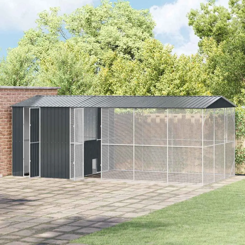 Bird Cage Outdoor Garden Aviary Anthracite Galvanised Steel Rectangular Spacious