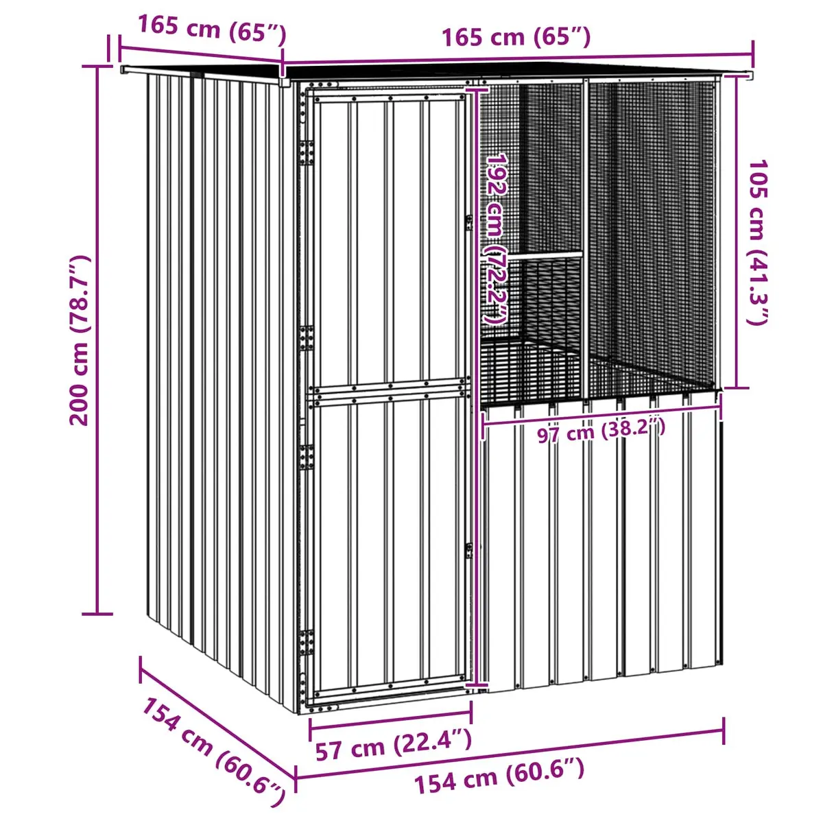 Bird Cage Outdoor Anthracite Rectangular Garden Aviary Galvanised Steel