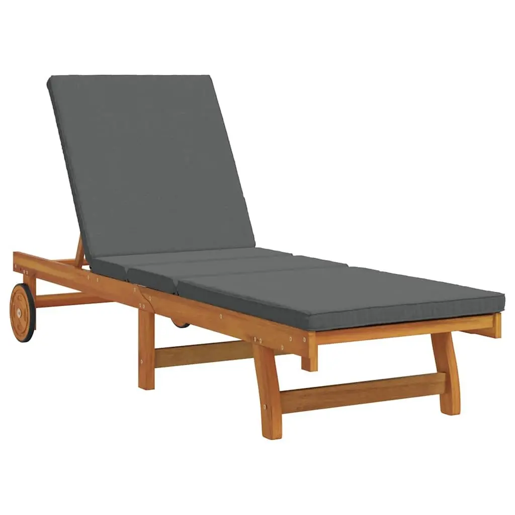 Sun Lounger Adjustable Backrest and Footrest 2 pcs Solid Acacia Wood Outdoor Garden Terrace Daybed Brown
