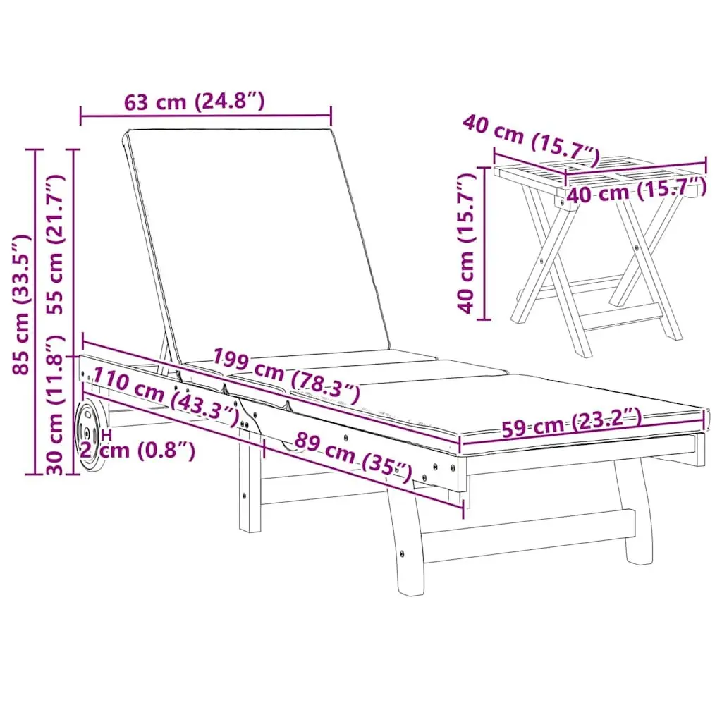 Sun Lounger Adjustable Backrest and Footrest 3 pcs Brown