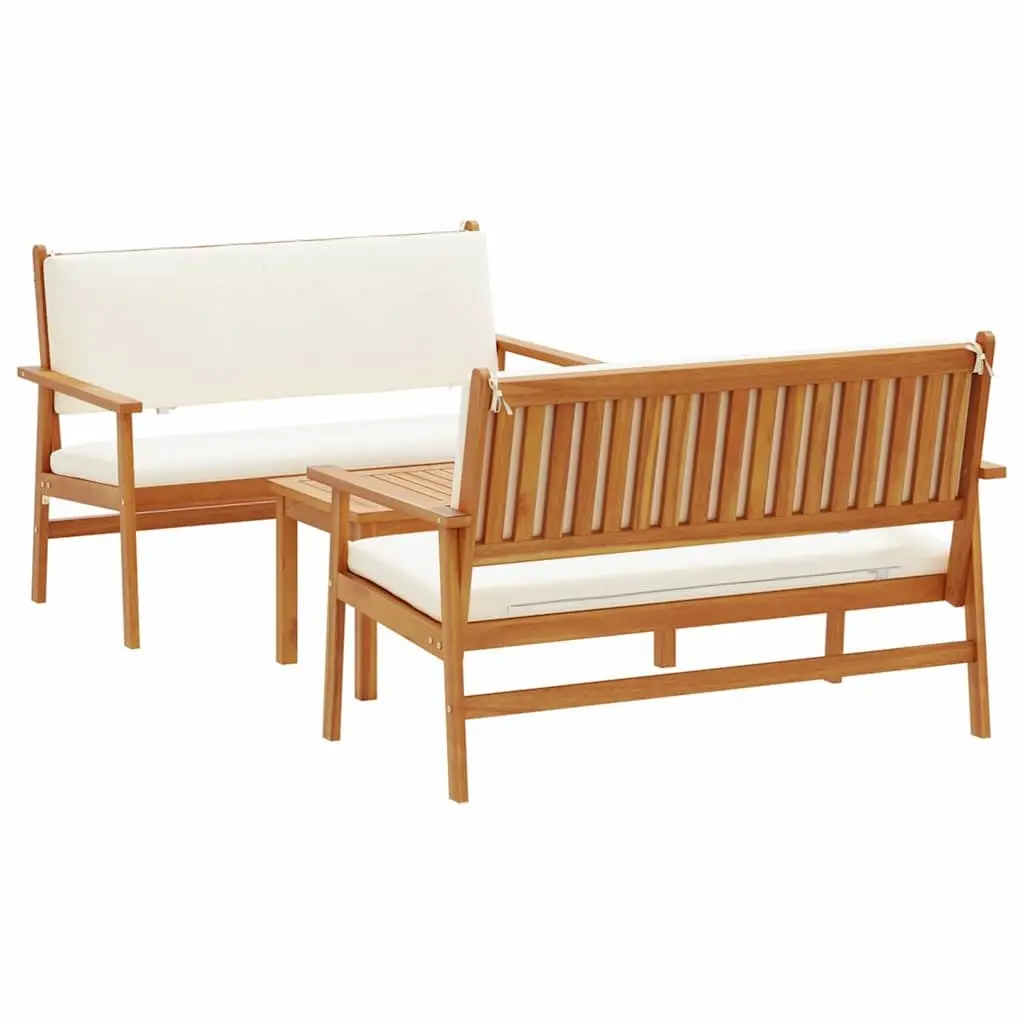Outdoor Garden Sofa Set 3 Piece Brown Wood Patio Furniture Lounge Chair Balcony