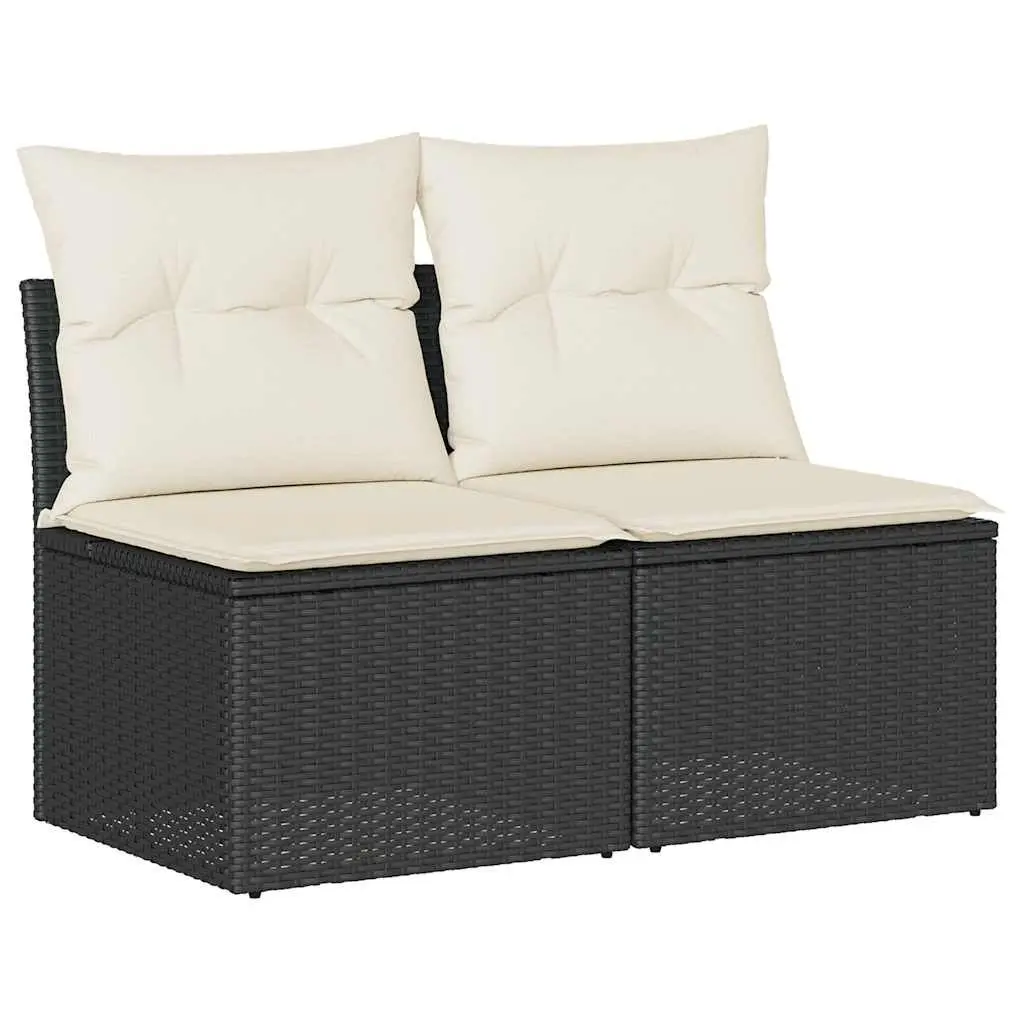 Garden Sofa Set 2 Piece Outdoor Patio Furniture with Cushions Storage Black