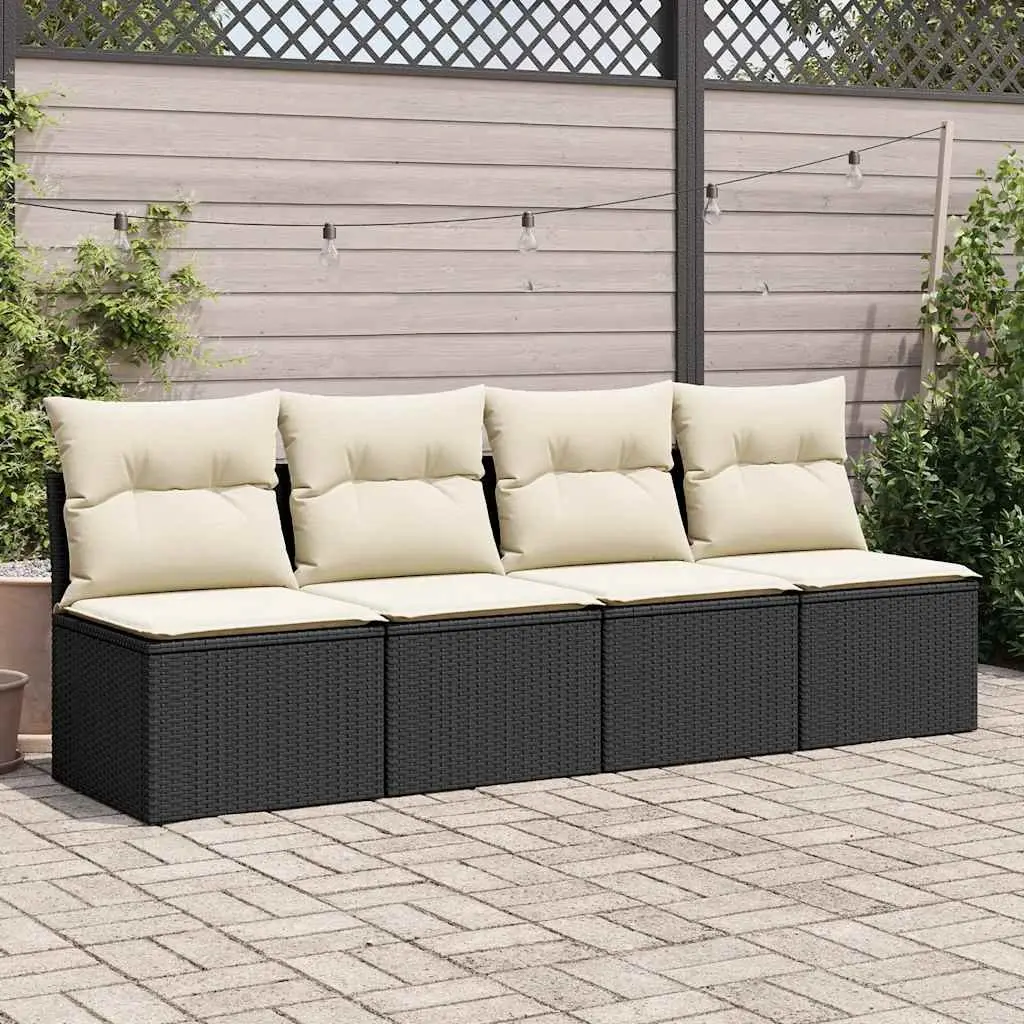Garden Sofa Set 2 Piece Outdoor Patio Furniture with Cushions Storage Black
