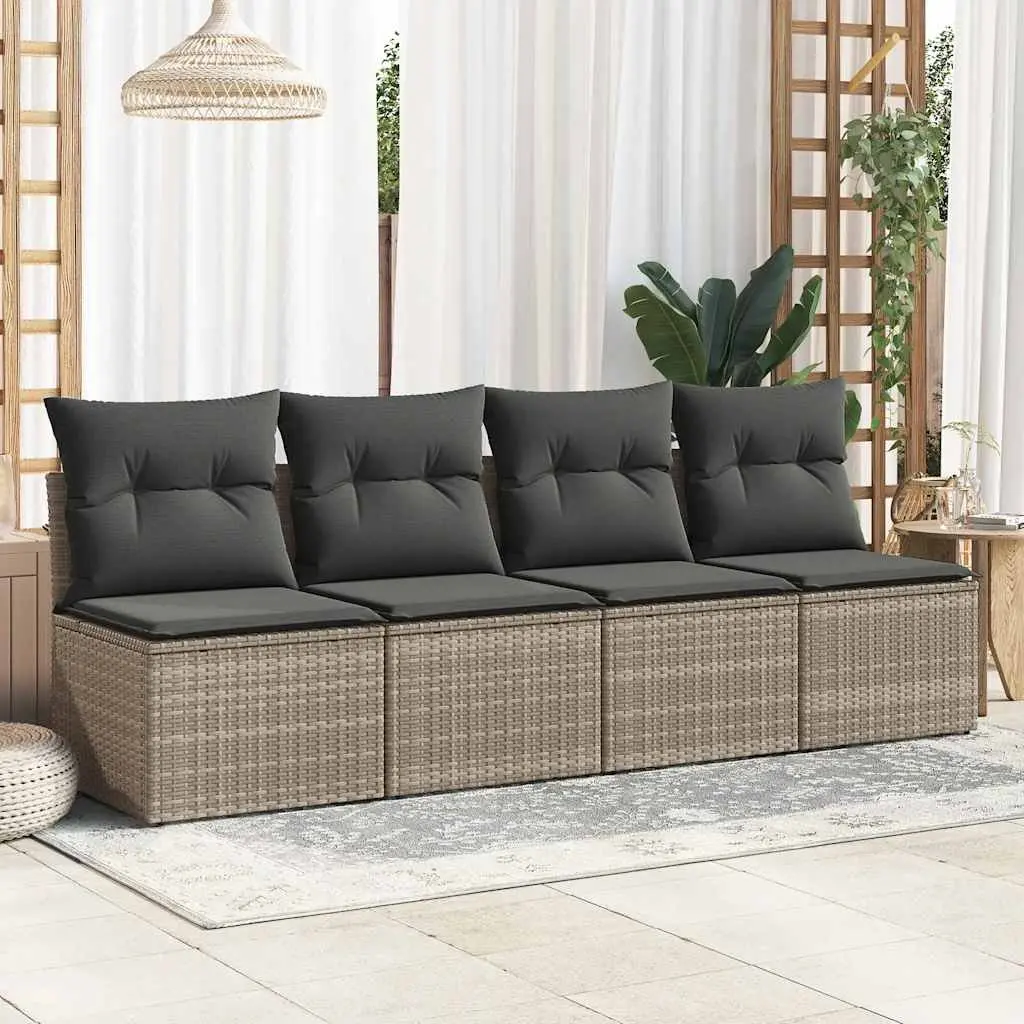 Garden Sofa Set 2 Piece Outdoor Furniture Grey Poly Rattan with Cushions Storage
