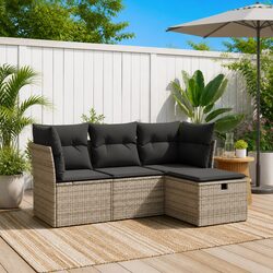 Friendly 4 Piece Modular Garden Sofa Set in Grey