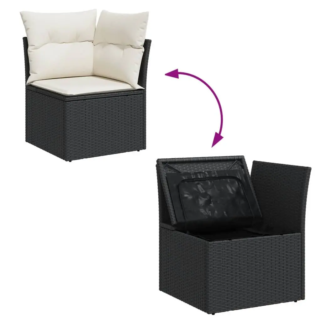 Garden Sofa Set 5 Piece Outdoor Furniture Patio Lounge Black Poly Rattan with