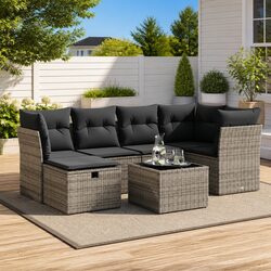 Friendly 7 Piece Garden Sofa Set with Cushions in Grey