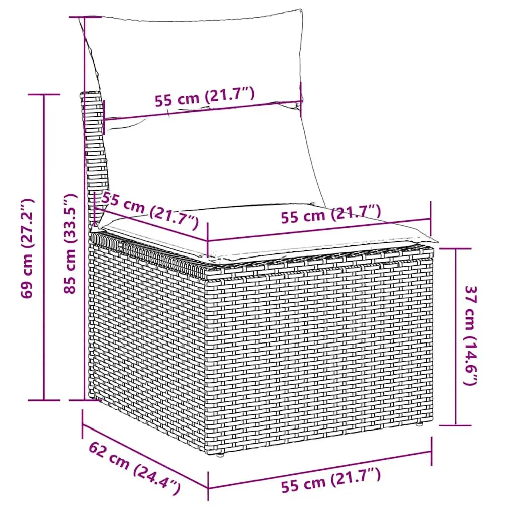 Modular 6 Piece Outdoor Garden Sofa Set Black PE Rattan with Storage and Removable Cushions