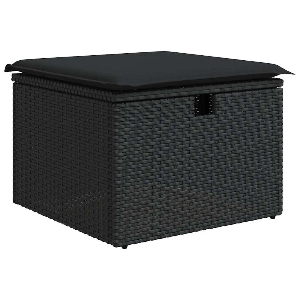 Garden Sofa Set 8 Piece Outdoor Furniture Patio Lounge Black Poly Rattan Modular