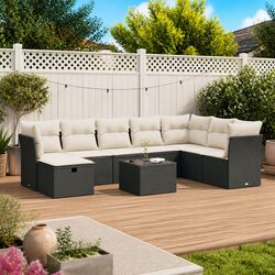 Friendly 9 Piece Black Rattan Sofa Set for Your Garden