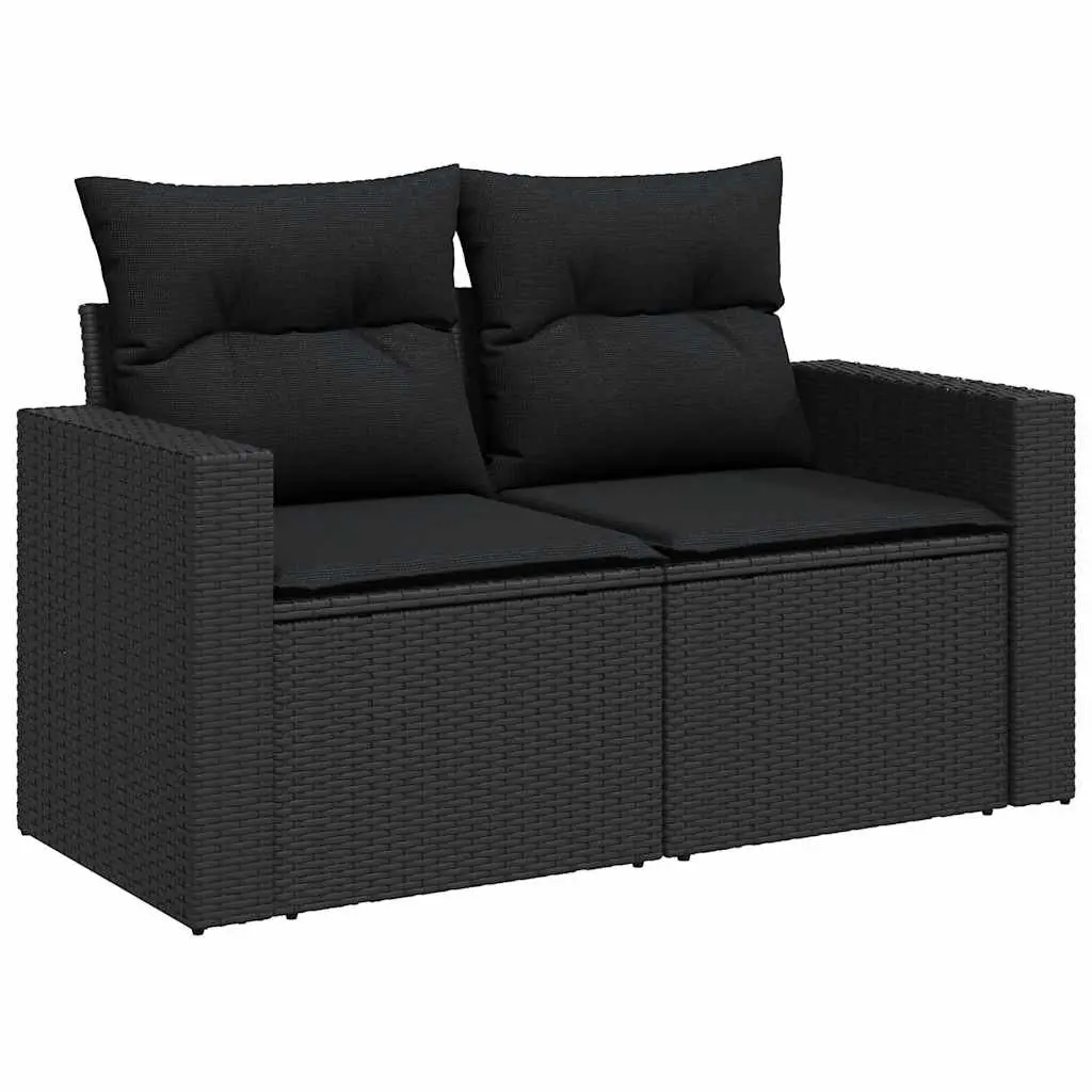 Garden Sofa Set Modular 4 Piece Outdoor Furniture with Cushions Black