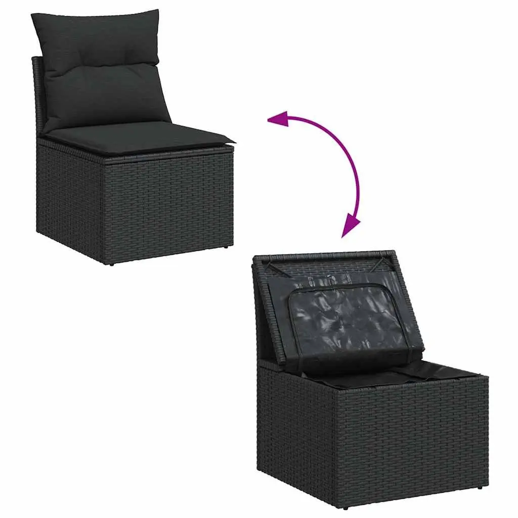 Garden Sofa Set Modular 4 Piece Outdoor Furniture with Cushions Black