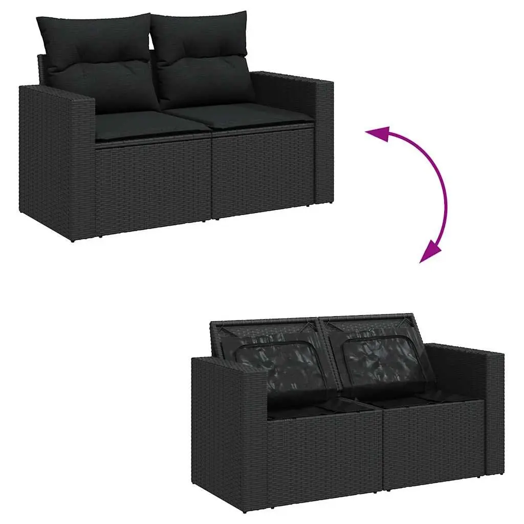 Garden Sofa Set Modular 4 Piece Outdoor Furniture with Cushions Black