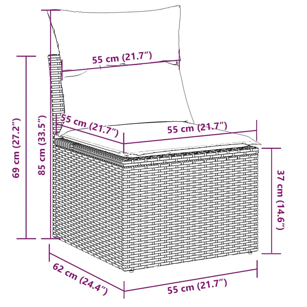 Garden Sofa Set Black Poly Rattan 5 Piece Outdoor Furniture