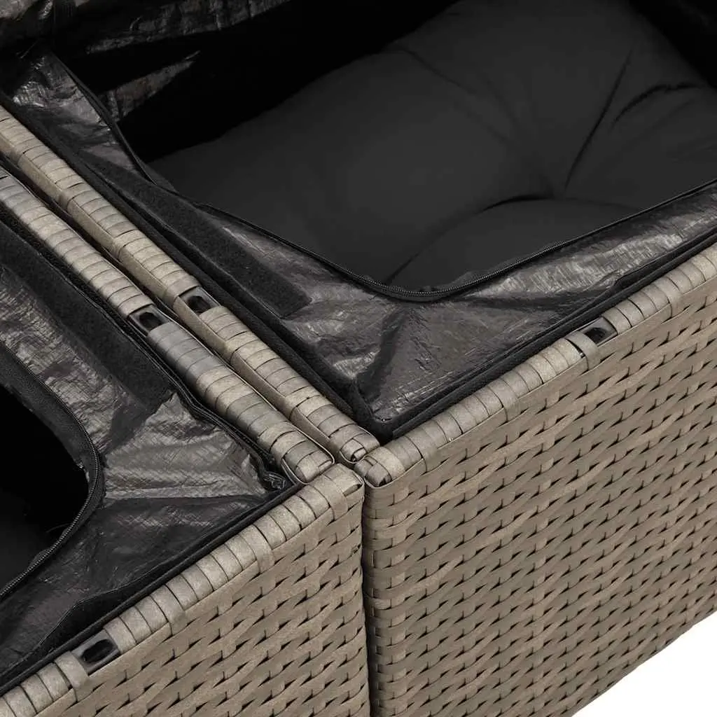 Garden Sofa Set 6 Piece Outdoor Furniture Grey Poly Rattan Modular Patio Lounge