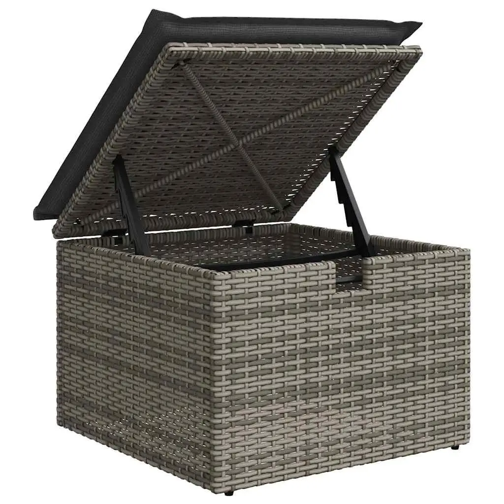 7 Piece Garden Sofa Set Grey Poly Rattan Outdoor Furniture with Storage Cushions