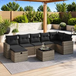 Charming 8 Piece Grey Sofa Set for Outdoor Spaces