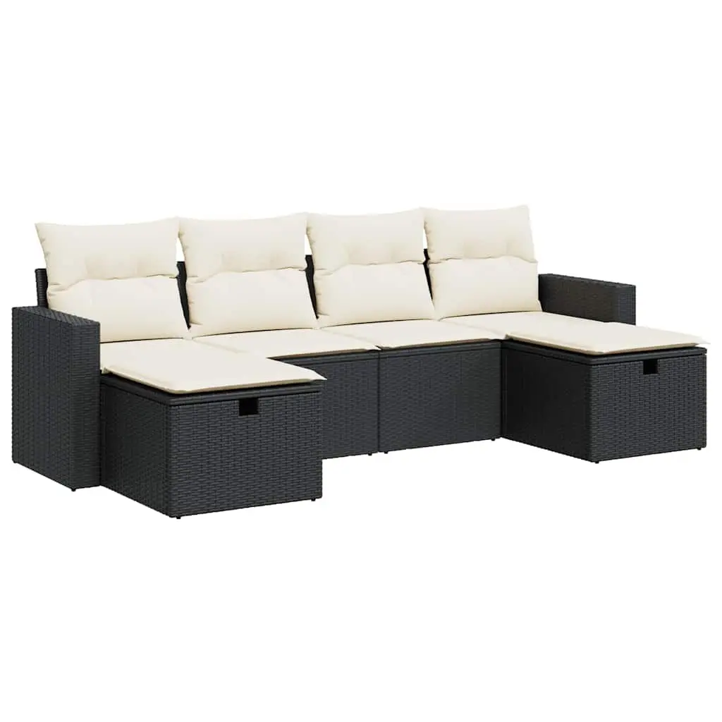 6 Piece Black Outdoor Sofa Set