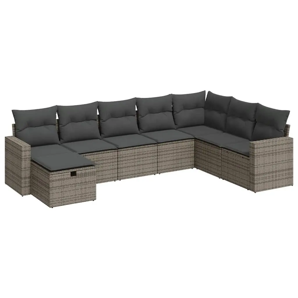 Garden Sofa Set 8 Piece Outdoor Furniture Grey Poly Rattan Modular Patio Lounge