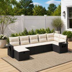 Your 7 Piece Black Modular Outdoor Sofa Set