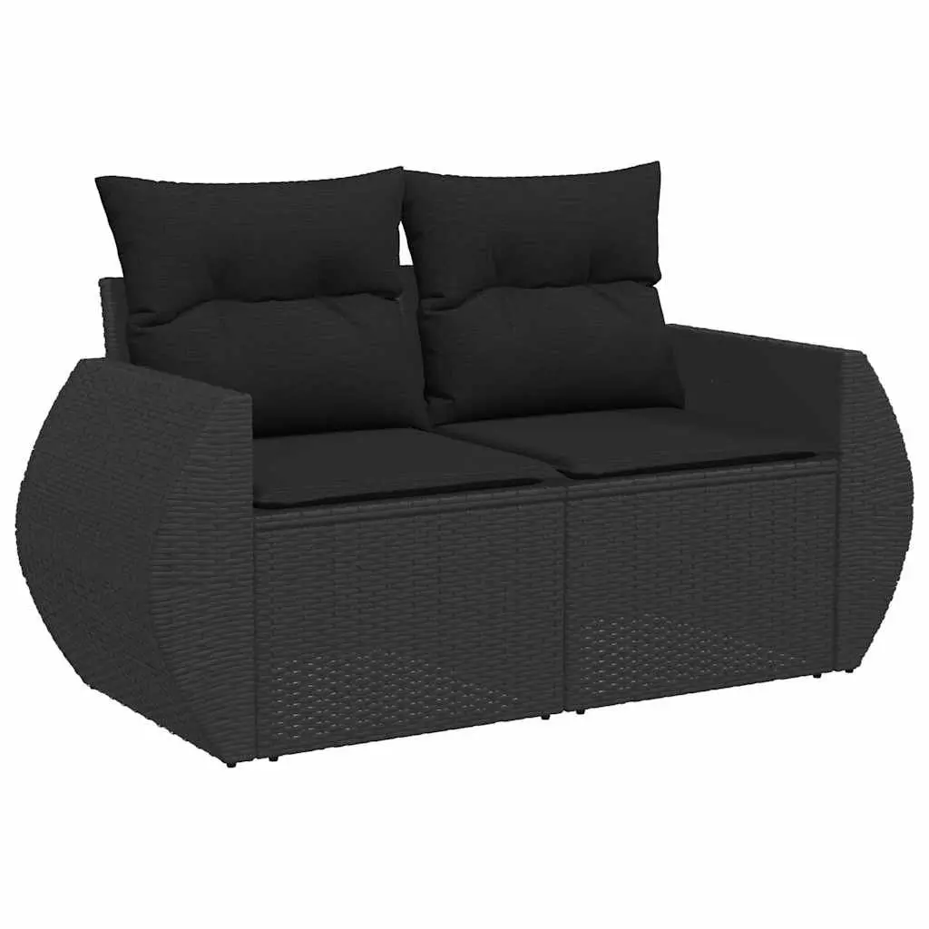 Garden Sofa Set 7 Piece Outdoor Furniture Black Poly Rattan Patio Lounge with