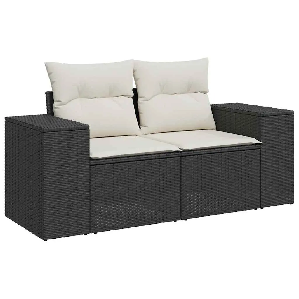 Garden Sofa Set 4 Piece Outdoor Furniture Black Poly Rattan Modular Patio Lounge