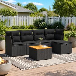 Your Comfortable 6-Piece Black Garden Sofa Set Awaits