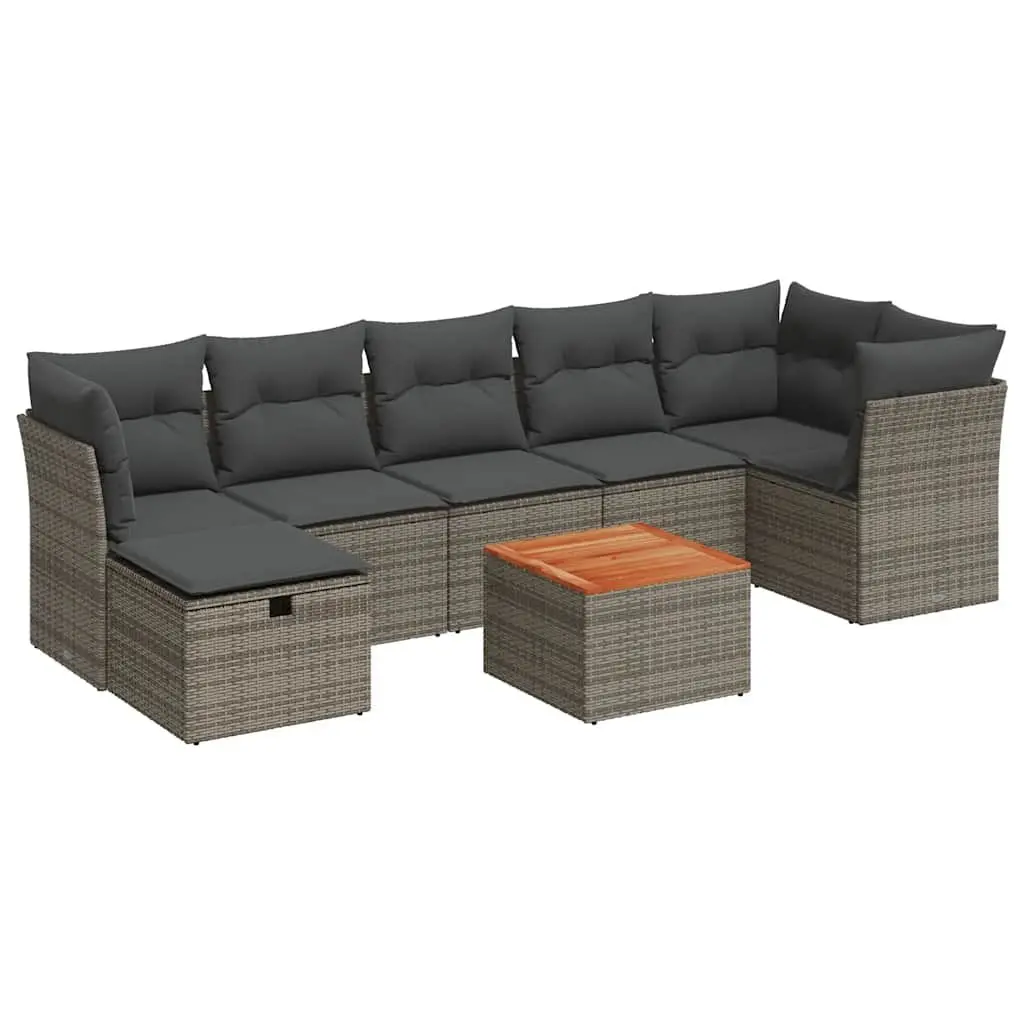 Garden Sofa Set 8 Piece Outdoor Furniture Grey Poly Rattan Modular Patio Lounge