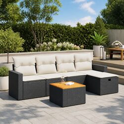 Cozy Modular Garden Sofa Set - 6 Pieces in Black