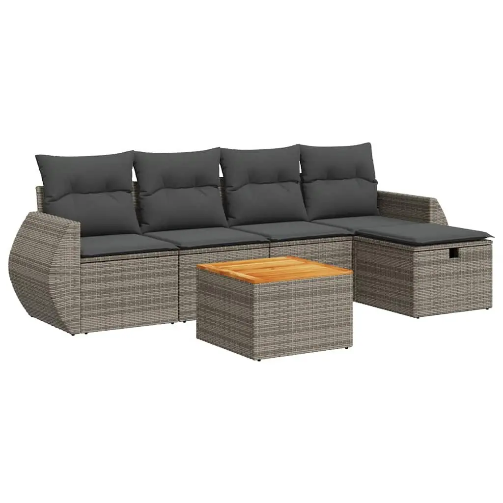 Garden Sofa Set 6 Piece Outdoor Furniture Patio Grey Poly Rattan Modular Seating