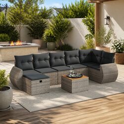 Invite Comfort with This 8 Piece Grey Garden Sofa Set