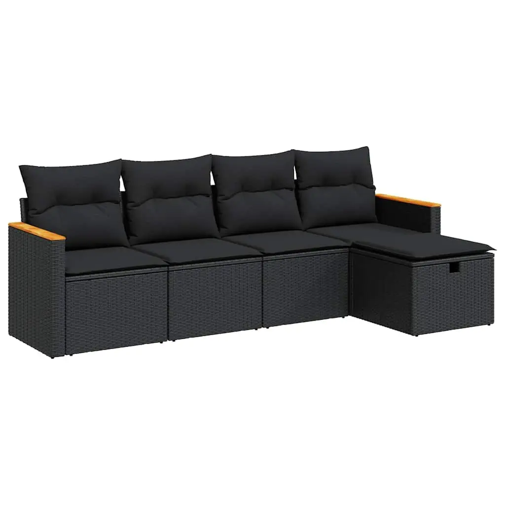 Garden Sofa Set 5 Piece Outdoor Furniture Poly Rattan Black Patio Lounge