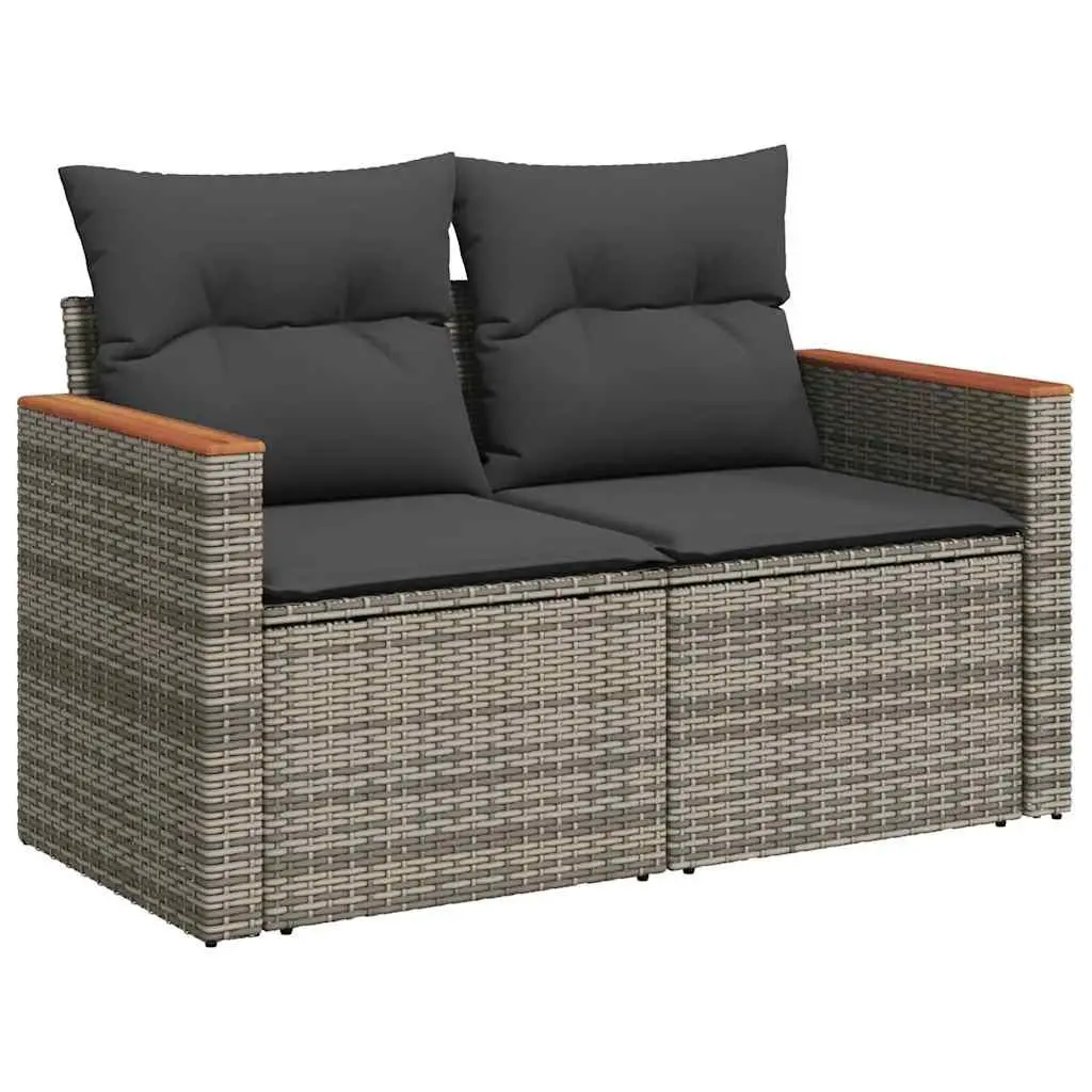 7 Piece Outdoor Garden Sofa Set Grey PE Rattan Modular Furniture with Storage and Removable Cushion Covers