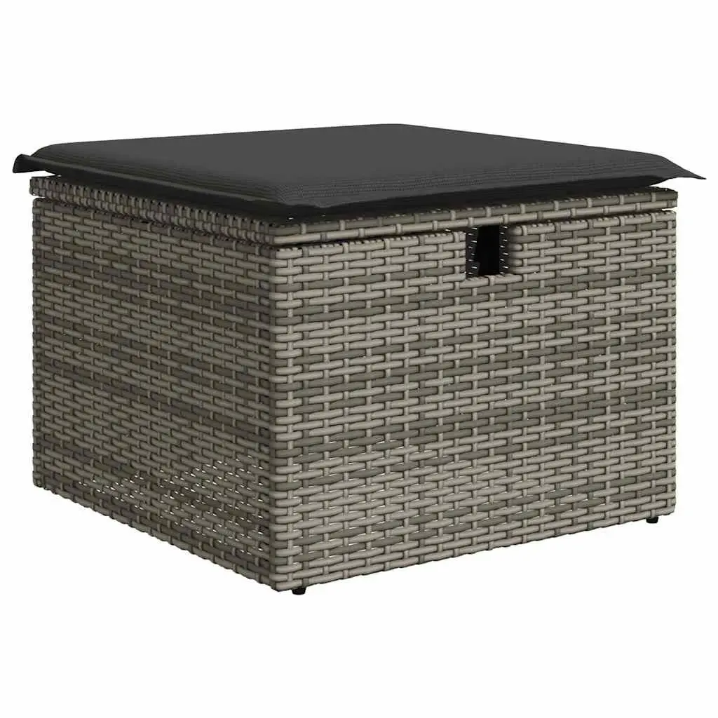5 Piece Modular Garden Sofa Set Grey PE Rattan Outdoor Furniture with Storage and Removable Cushion Covers
