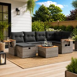 Friendly 7 Piece Grey Garden Sofa Set for Your Outdoors
