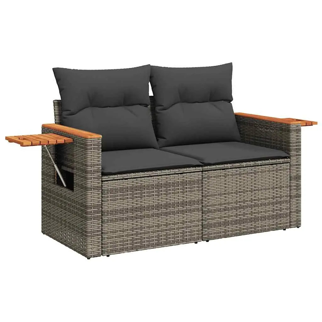 Garden Sofa Set 7 Piece Grey Poly Rattan Outdoor Furniture Patio Lounge Seating