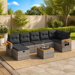 Your Ideal 8-Piece Grey Garden Sofa Set with Cushions