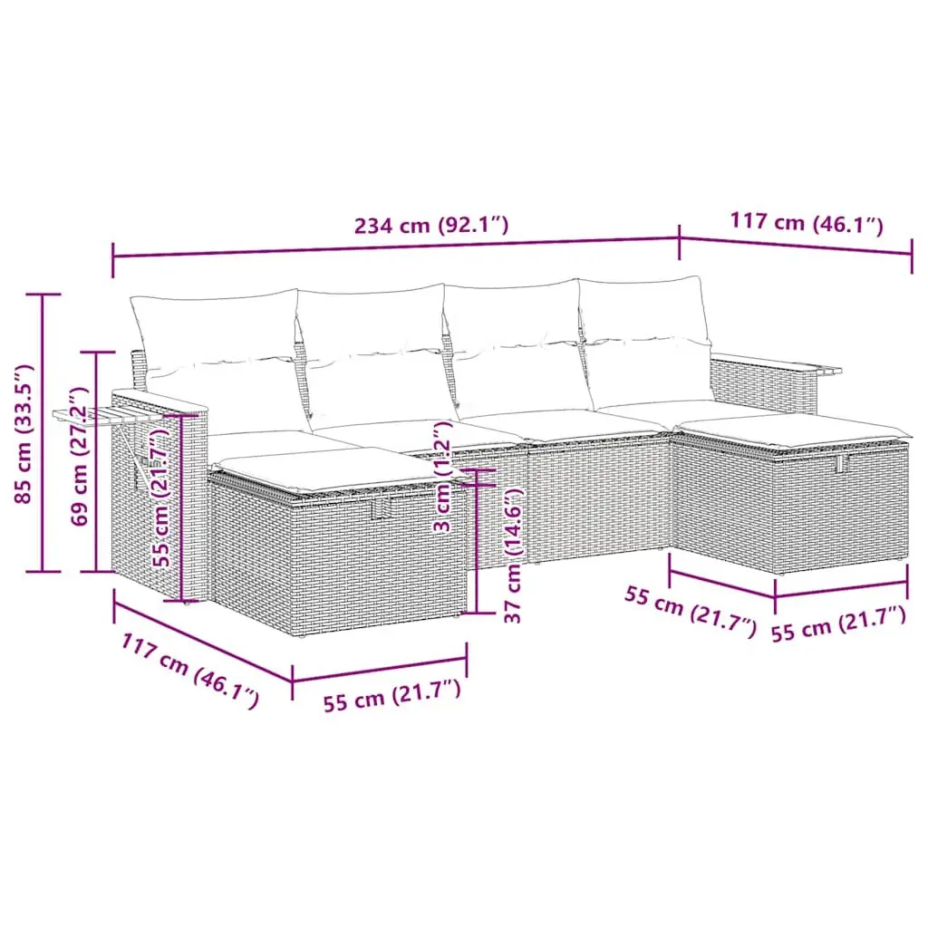 6-Piece Garden Sofa Set