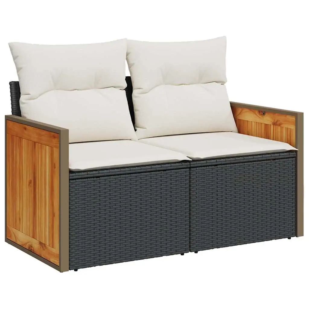 Garden Sofa Set Weather-Resistant Black 4 Piece with Storage Cushions