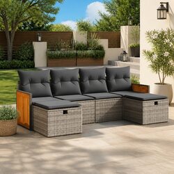 Inviting 6-Piece Outdoor Sofa Set in Grey Rattan