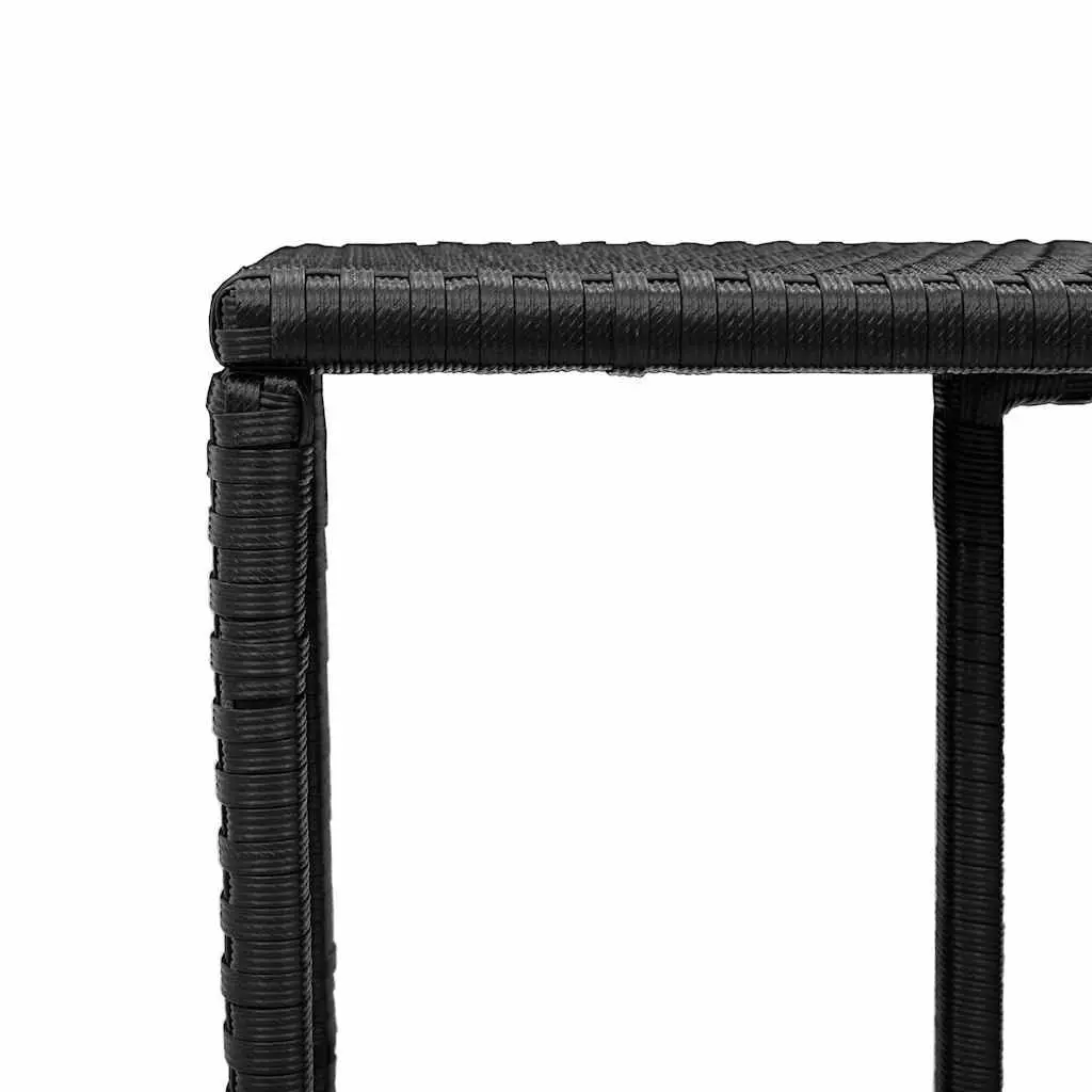 Garden Sofa Set 11 Piece Outdoor Furniture Black Poly Rattan with Tempered Glass Table and Storage Function