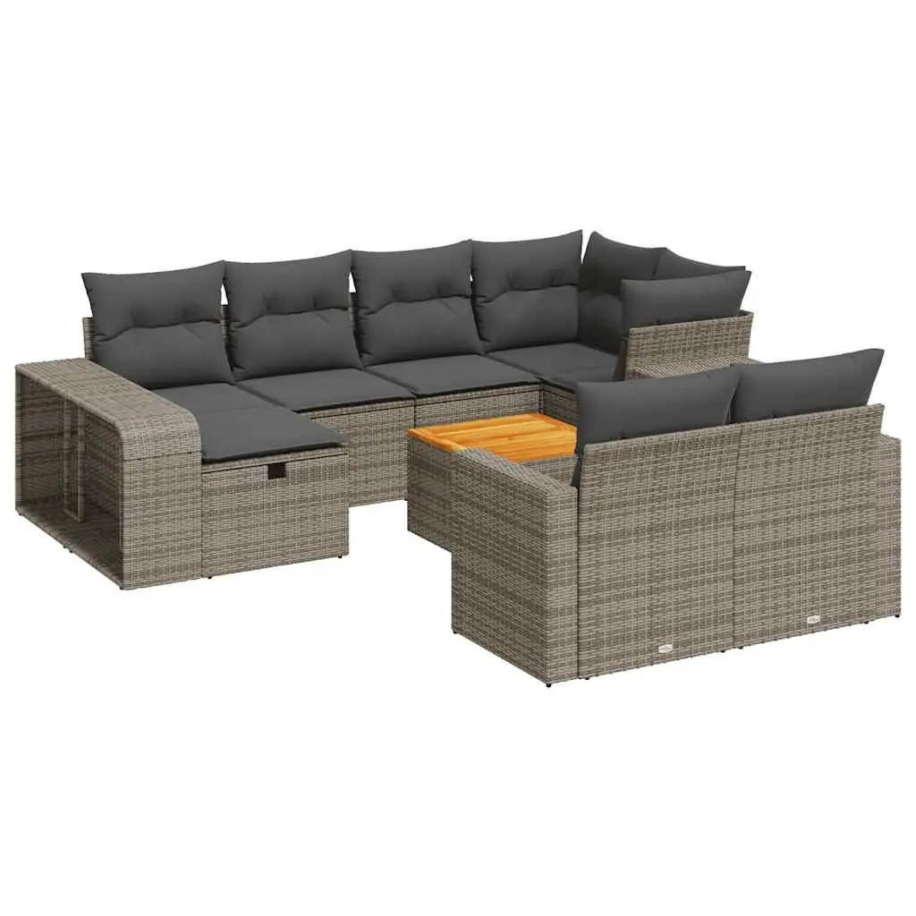 Garden Sofa Set Grey Poly Rattan 11 Piece Outdoor Furniture Patio Seating
